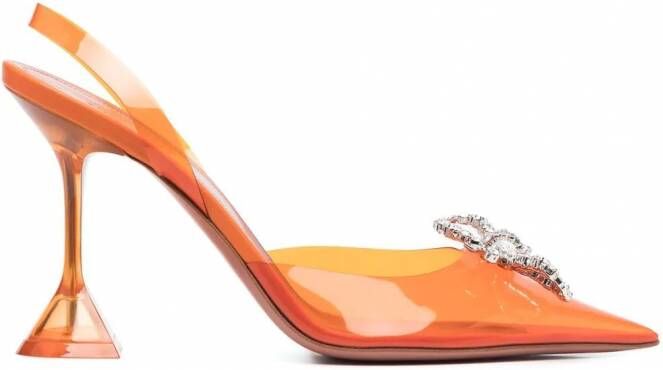 Amina Muaddi Pumps met strikdetail Oranje