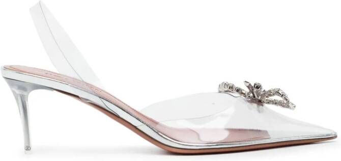 Amina Muaddi Rosie Glass slingback pumps Zilver