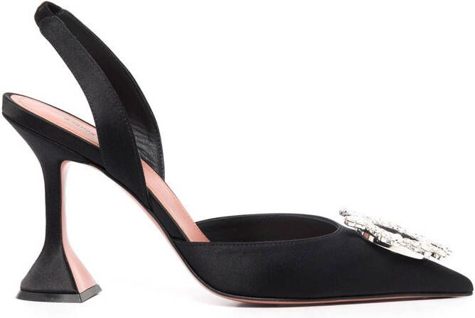 Amina Muaddi Begum 95 mm slingback pumps met kristallen gesp Zwart