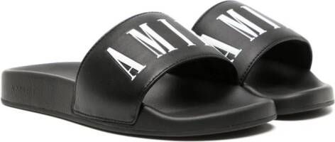 AMIRI KIDS Badslippers met logoprint Zwart