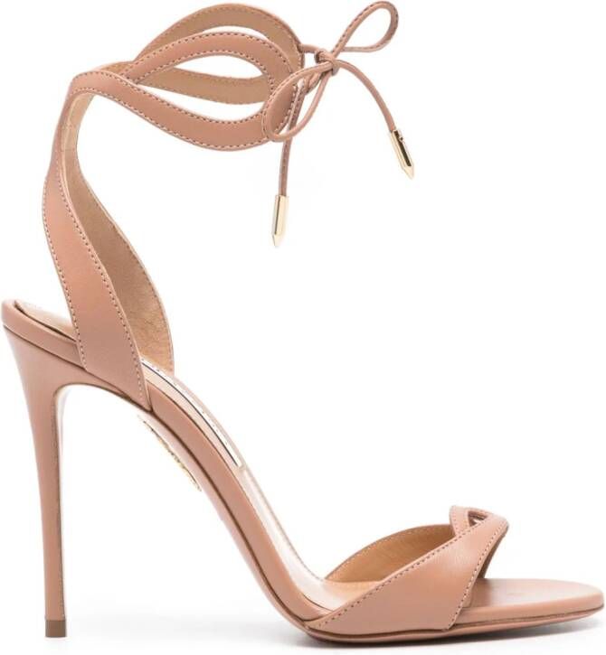 Aquazzura 105mm Tessa leren sandalen Roze