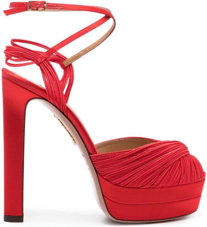 Aquazzura 135 mm sandalen met gedraaid detail Rood