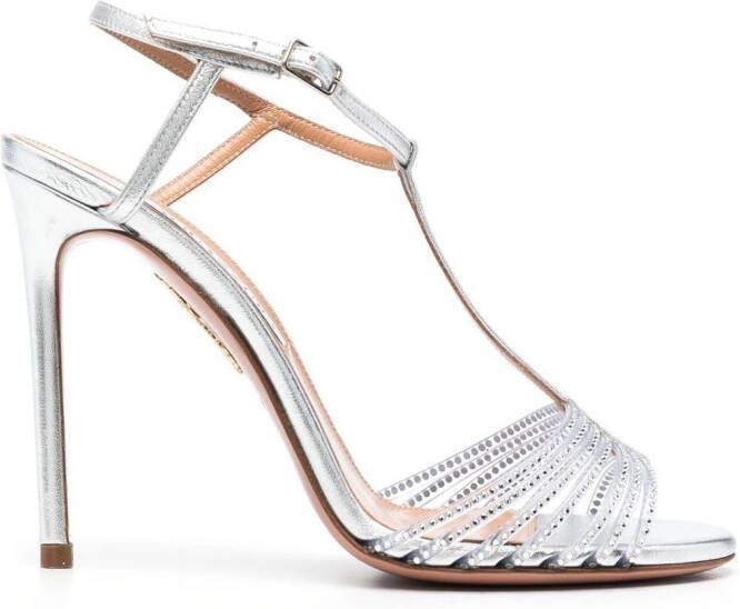 Aquazzura Amore Mio leren sandalen Zilver