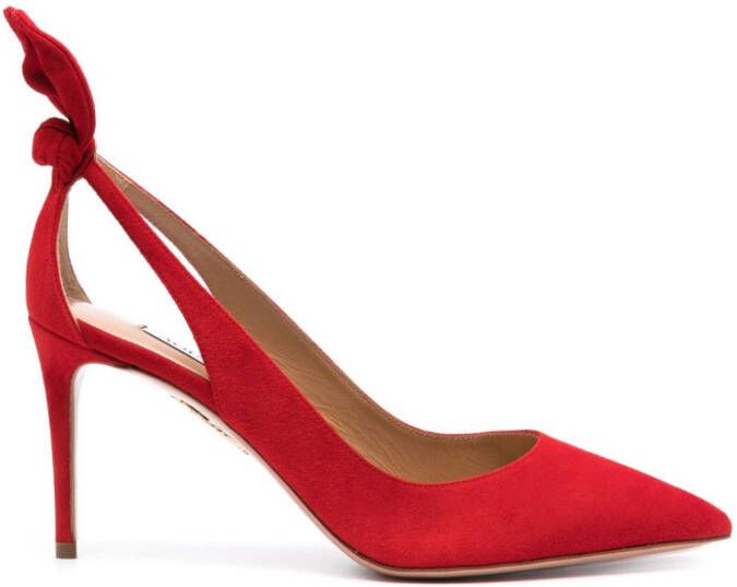 Aquazzura Bow Tie 85 mm suède pumps Rood