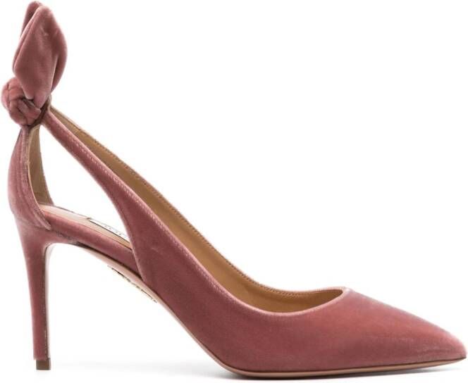 Aquazzura Bow Tie fluwelen pumps Roze