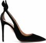 Aquazzura Bow Tie fluwelen pumps Zwart - Thumbnail 1