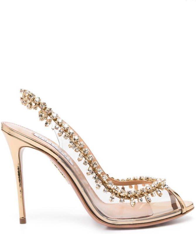 Aquazzura Stiletto sandalen verfraaid met kristal Beige