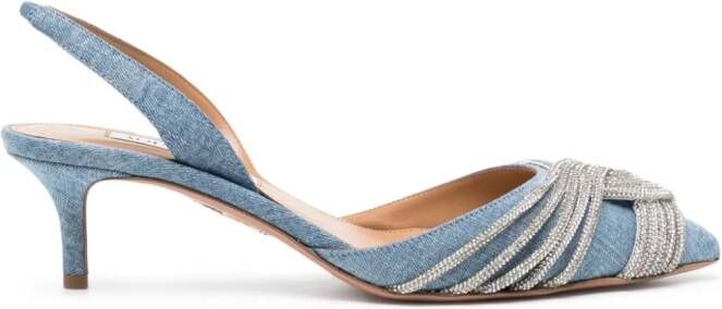 Aquazzura Gatsby Sling 50 denim pumps Blauw