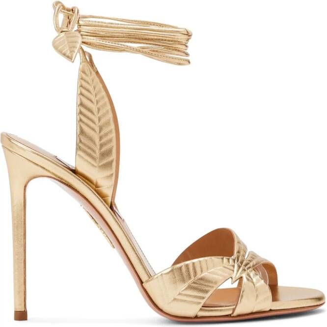 Aquazzura Leaf leren sandalen Goud