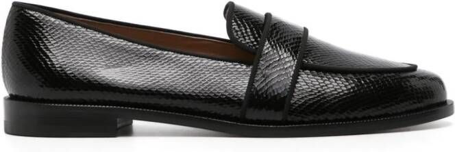 Aquazzura Loafers met slangenleer-effect Zwart