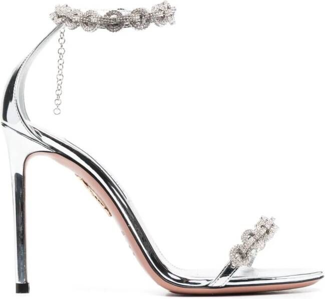 Aquazzura Love Link metallic sandalen Zilver