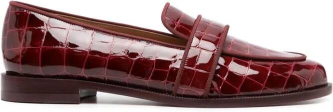 Aquazzura Martin loafers met krokodillen-reliëf Rood