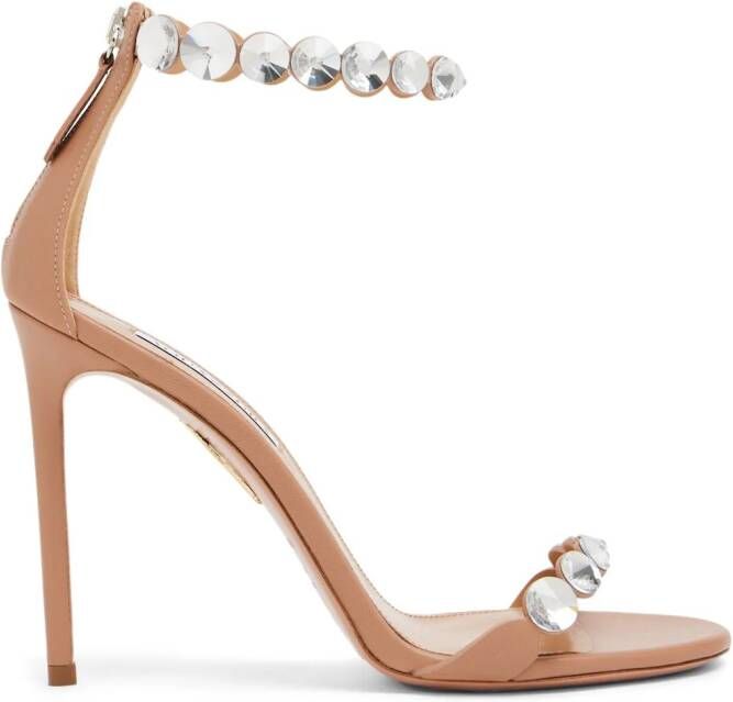 Aquazzura Maxi-Tequila leren sandalen Beige