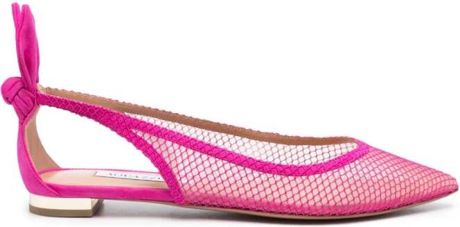 Aquazzura Ballerina's met mesh Roze