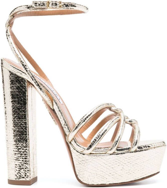 Aquazzura Moondust sandalen met plateauzool Goud