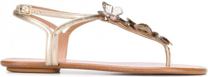 Aquazzura Papillon sandalen met vlinderpatch Goud