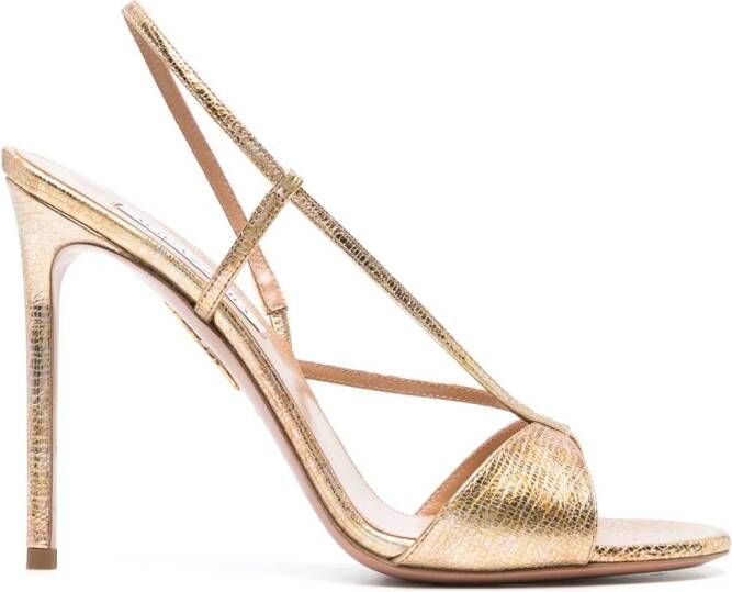 Aquazzura Sognare 105mm metallic sandalen Goud