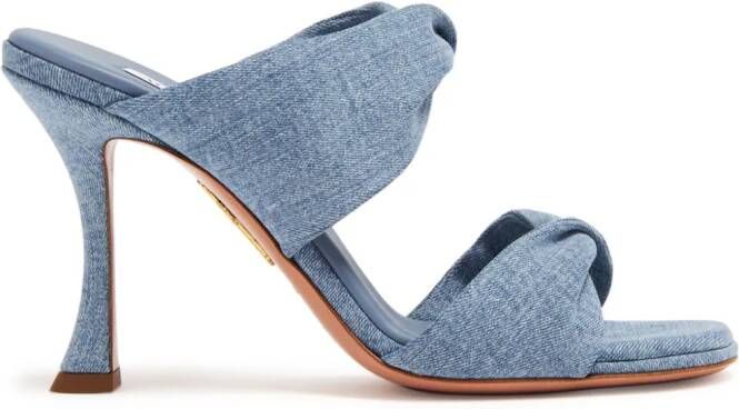 Aquazzura Twist denim sandalen Blauw