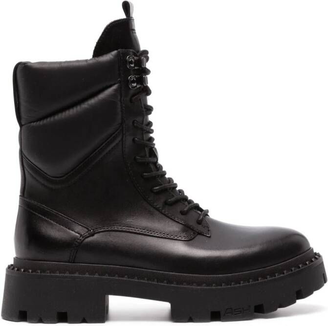 Ash Leren combat boots Zwart