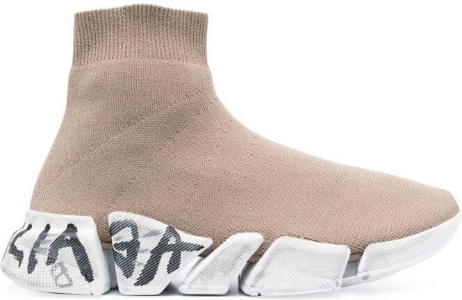 Balenciaga Speeds sneakers met graffiti-print Beige