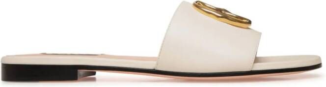 Bally Leren pumps met plakkaat Beige