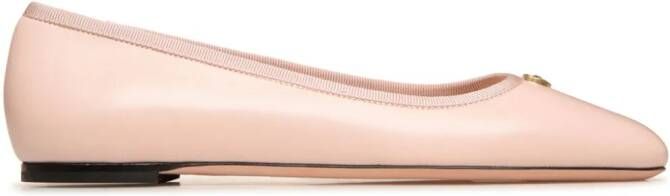 Bally Leren ballerina's met plakkaat Beige