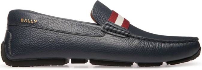 Bally Leren loafers met logoprint Blauw