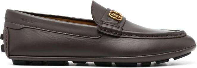 Bally Leren mocassins Bruin