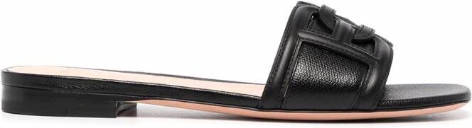 Bally Leren slippers Zwart