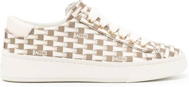 Bally Leren sneakers met geometrische print Bruin