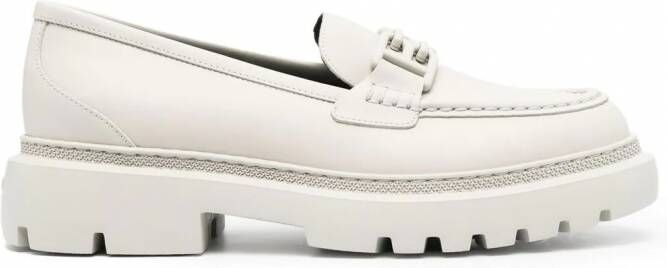 Bally Loafers met tonale logoplakkaat Beige