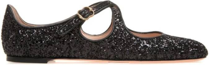 Bally rina ballerina's verfraaid met glitter Zwart