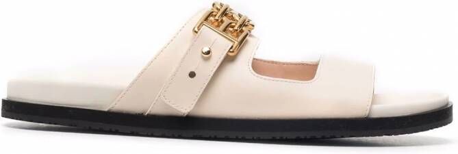 Bally Slippers met logoplakkaat Beige