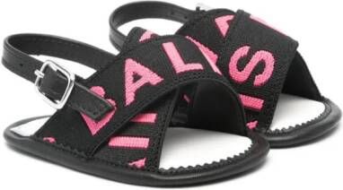 Balmain Kids Slingback sandalen met logo jacquard Zwart