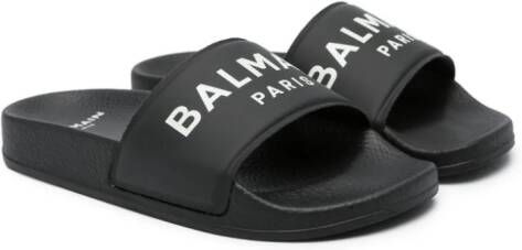 Balmain Kids Teenslippers met logoprint Zwart