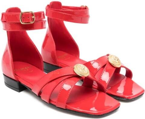 Balmain Kids Sandalen met muntdetail Rood