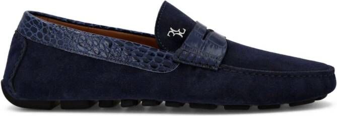 Billionaire Suède loafers met krokodillen-reliëf Blauw