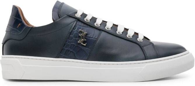 Billionaire Leren sneakers met logoplakkaat Blauw