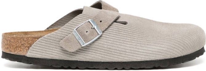 Birkenstock Boston suède klompen Grijs