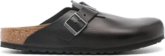 Birkenstock Boston leren slippers Zwart