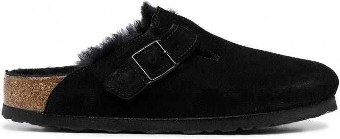 Birkenstock Boston lammy slippers Zwart