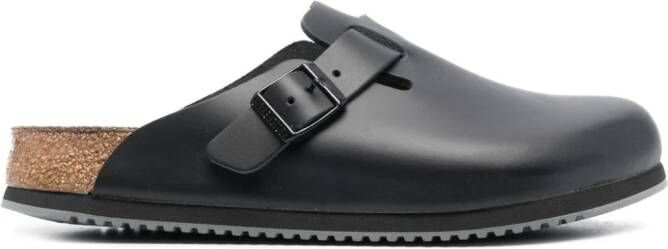 Birkenstock Boston slippers met gesp Zwart