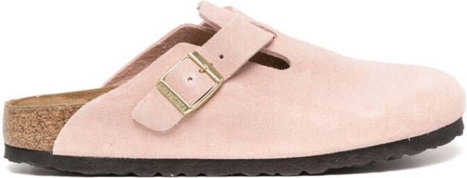 Birkenstock Boston suède klompen Roze