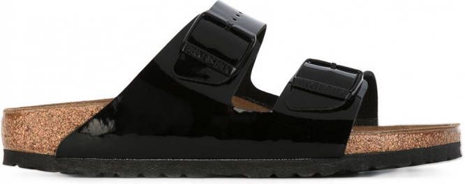 Birkenstock buckled sliders Zwart