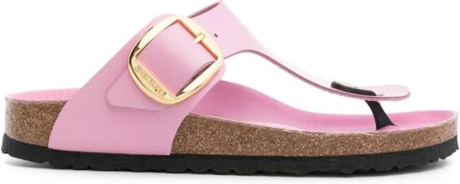 Birkenstock Gizeh leren sandalen met grote gesp Roze