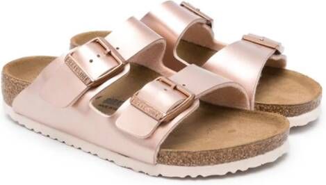 Birkenstock Kids Arizona metallic teenslippers Roze