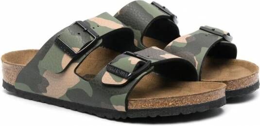 Birkenstock Kids Arizona sandalen met camouflageprint Groen