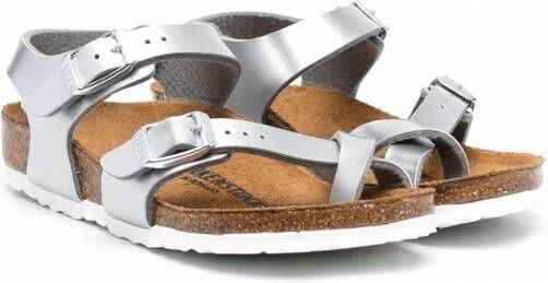 Birkenstock Kids Taormina metallic sandalen Zilver