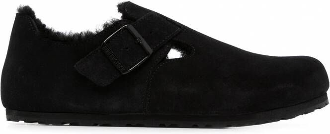 Birkenstock London pantoffels met lammy afwerking Zwart