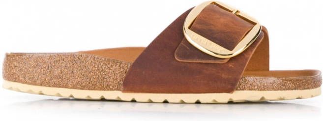 Birkenstock Madrid geoliede sandalen Bruin